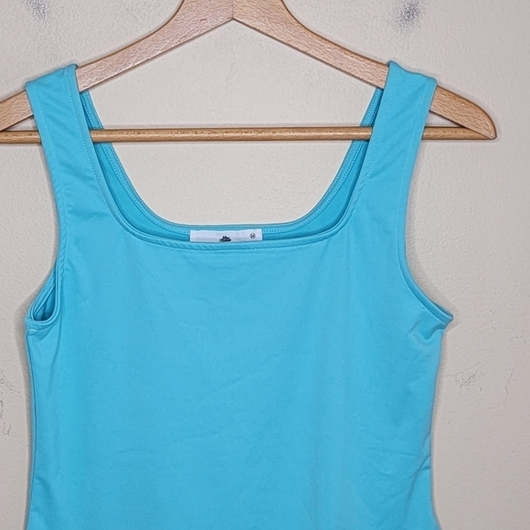 Everyday Chic Boutique | Turquoise Square Neck Bodysuit Tank Size Medium - Picture 2 of 5